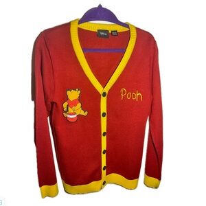 Disney Red and Yellow Winnie the Pooh Cardigan Button Down Size Medium
